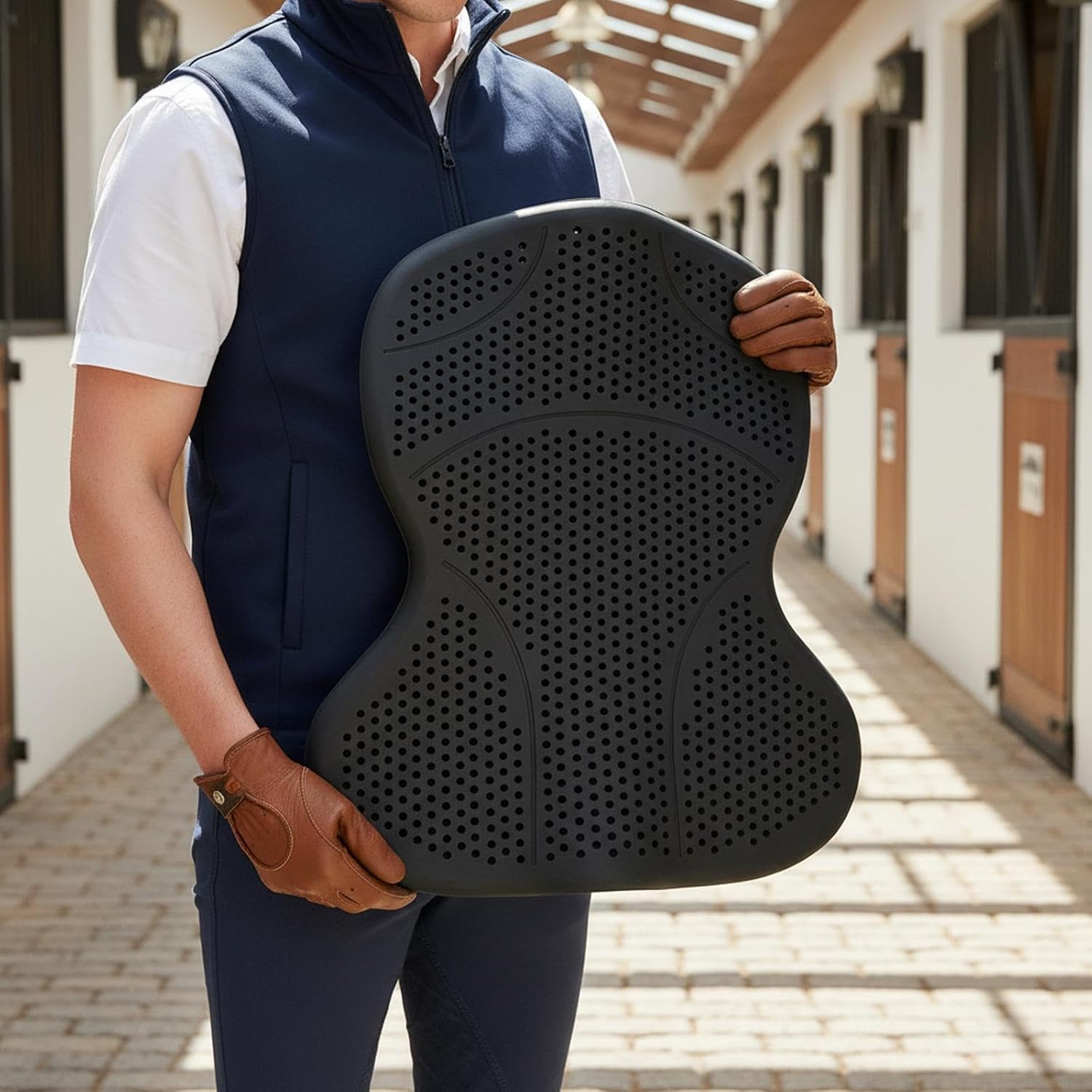 Silicone Gel Saddle Pad with Ventilation, Washable Non Slip Western/English Riding Saddle Pad for Horses