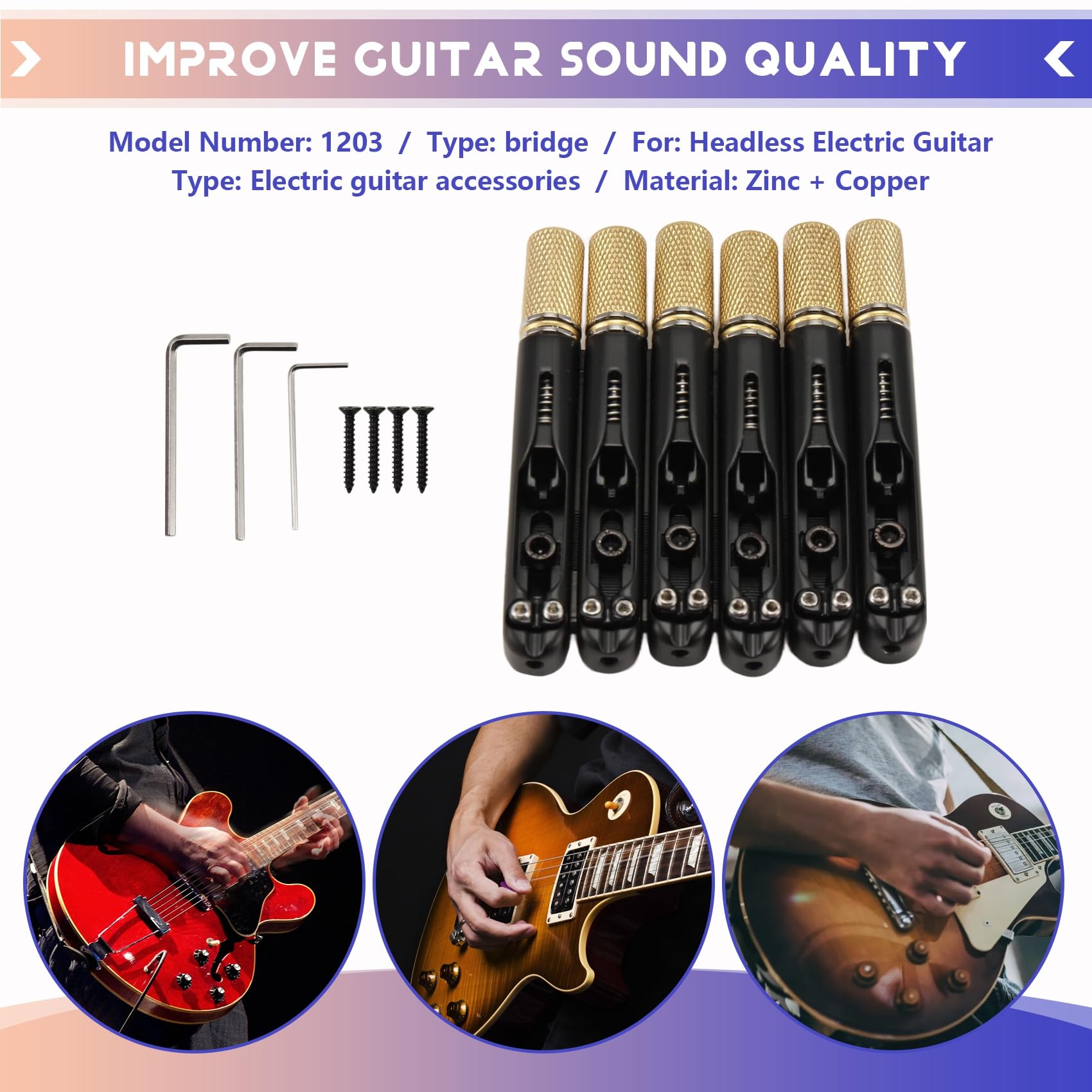 Puentes de Guitarra Sin Pala Puente de Guitarra Puente de Cuerda para Guitarra Eléctrica de 6 Sin Pala