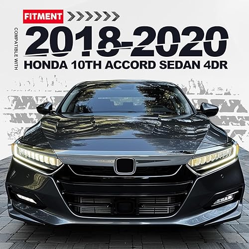 Miniatura 2 de KUAFU Juego de 3 piezas de rejilla frontal y cubierta de párpados compatibles con Honda Accord 2018-2020 Sedán de 10ª generación, rejilla superior