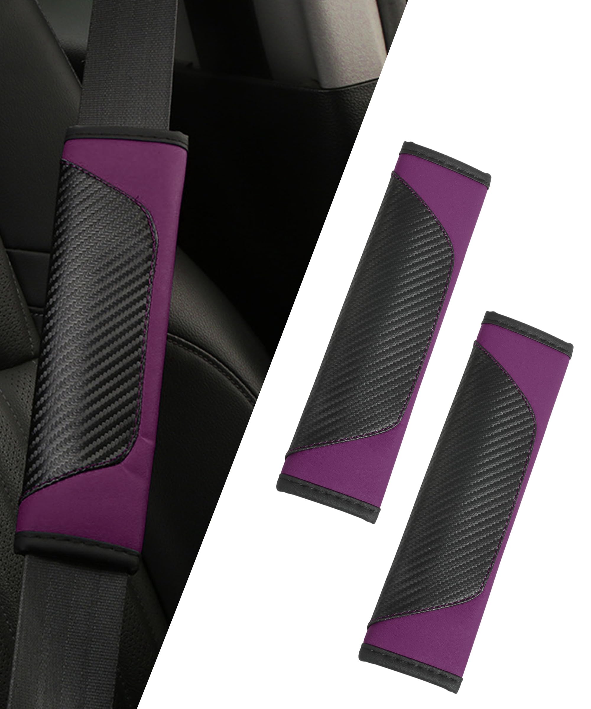 Xibao Gurtpolster Auto,Gurtpolster Auto Erwachsene,Schulterpolster für Autosicherheitsgurte,Carbonfaser-Sicherheitsgurt Polster für Schulter Schutz,Geeignet für Autos,Lastwagen,SUVs (Lila)
