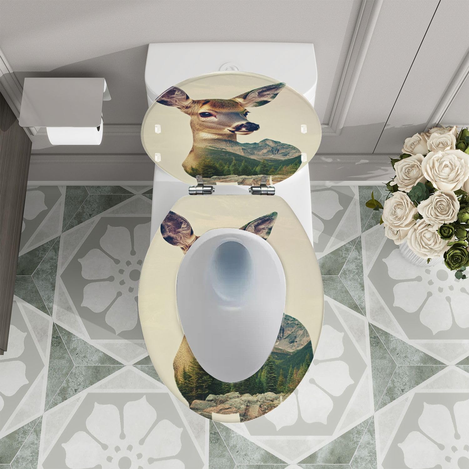 Länglicher WC-Sitz aus Kunstharz mit Deckel für das Badezimmer