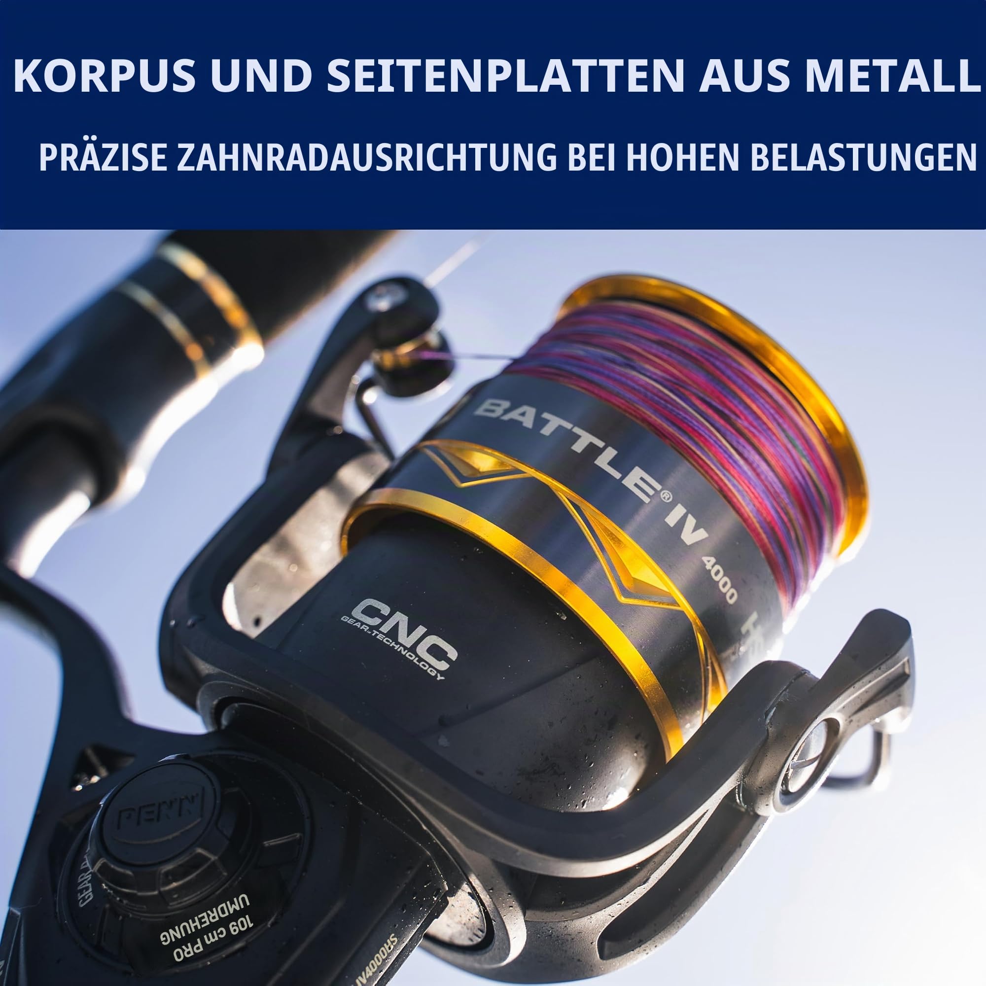 PENN Battle III Spinnrolle - Robuste Salzwasser-Spinnrolle zum Köderangeln - Barsch, Seelachs, Dorsch, Makrele, Lippfisch