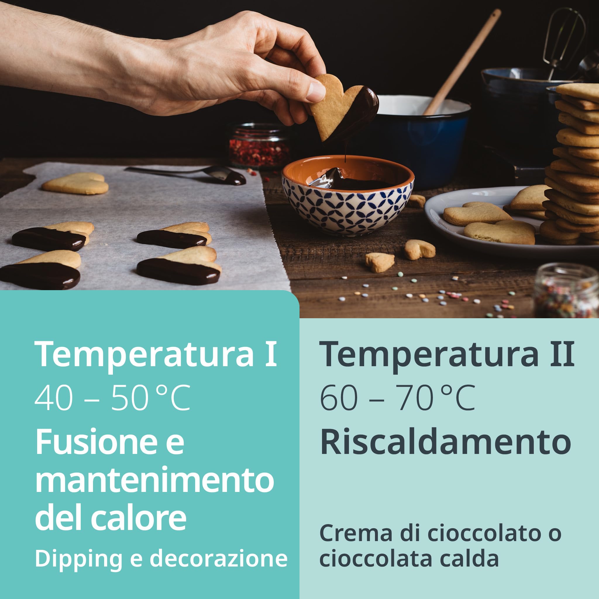 ADE Set per fonduta di cioccolato elettrico 500ml con 8 forchette 2 temperature ciotola rimovibile rivestita in teflon