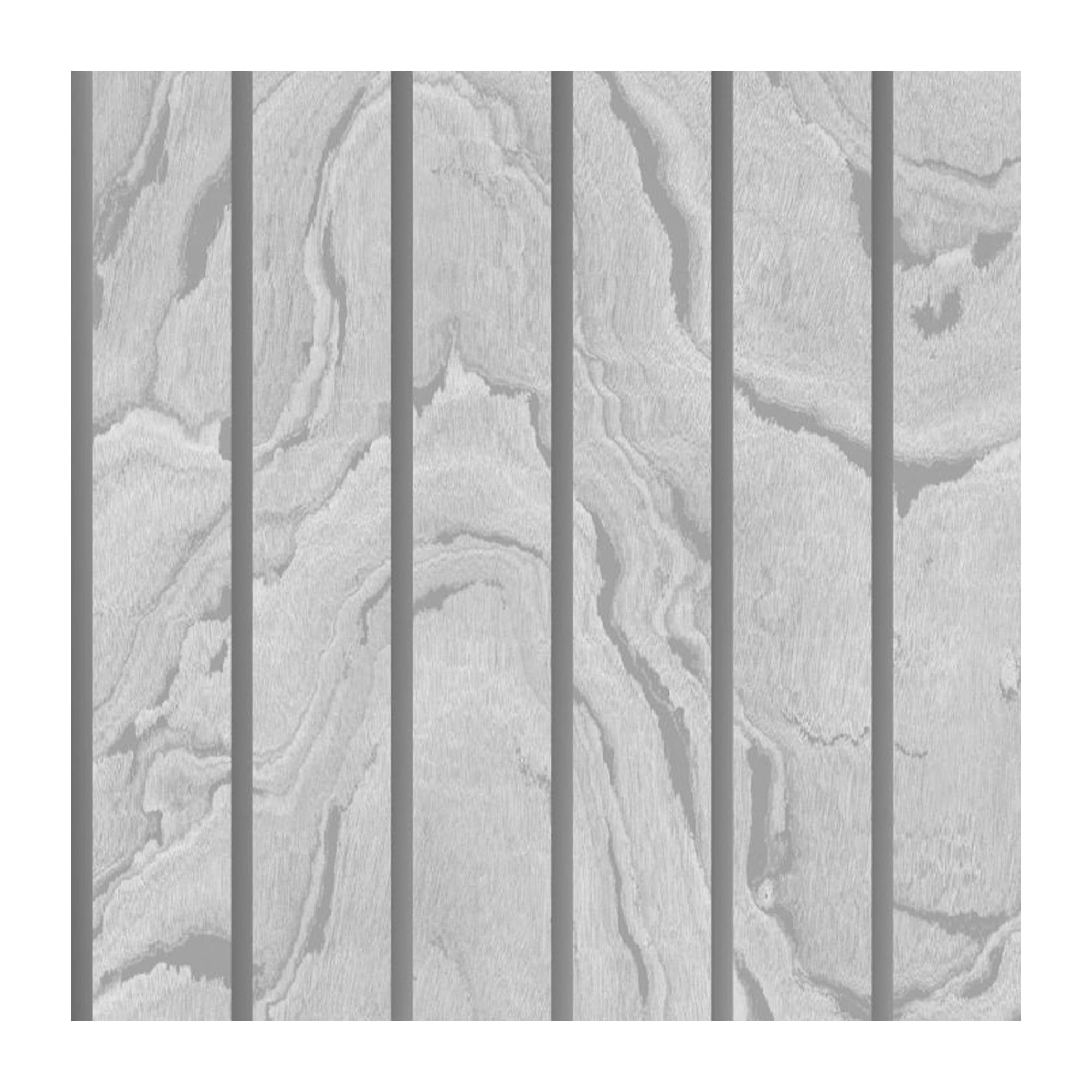 Muriva Woodgrain Panel Silver Wallpaper - 10m Roll - Realistic Wood Effect