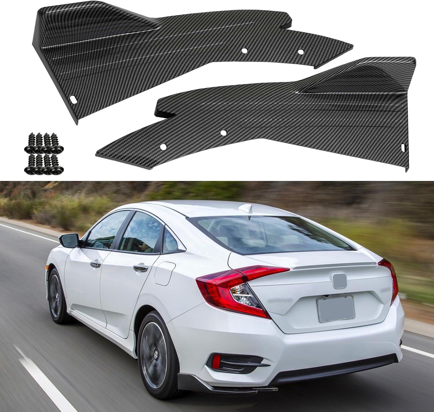Universal Car Rear Bumper Lip Splitters Fins Spoiler Canards Diffuser Side Fin Scratch Black Mudguards Protector - Carbon Fiber,C C?Carbon Fiber