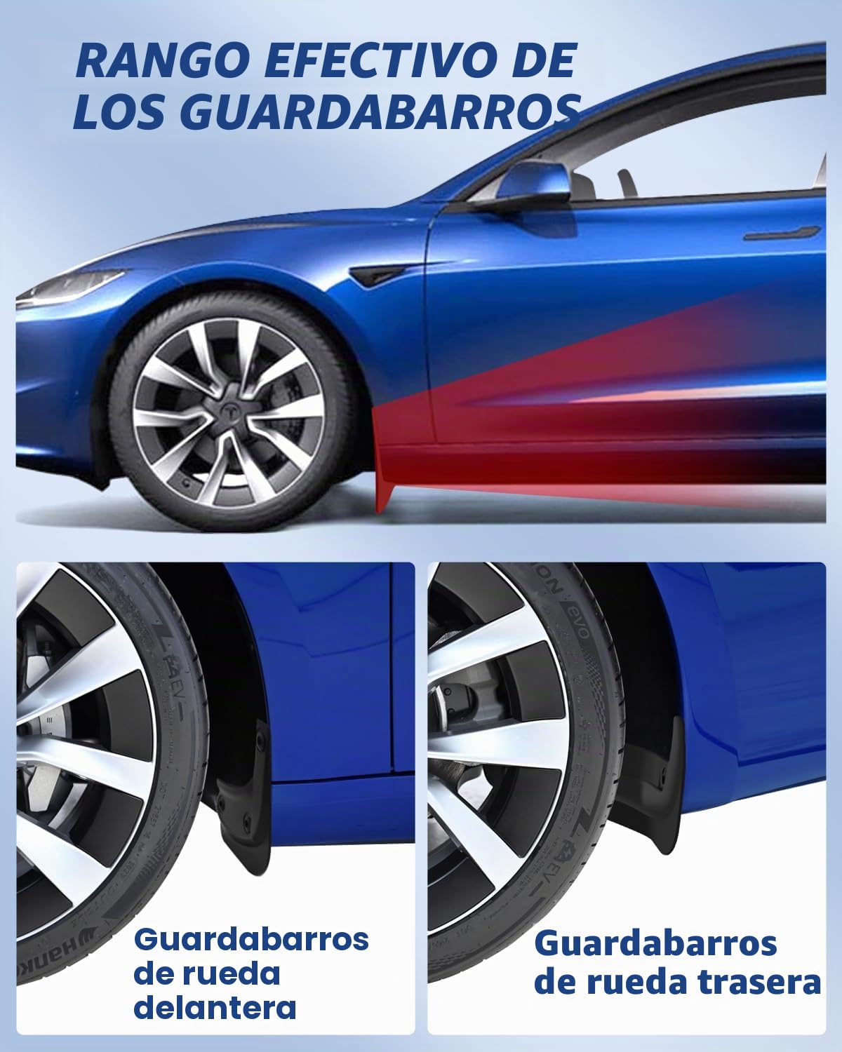 [4 Piezas] Guardabarros para Tesla Model 3 2024 2025, Model 3 Highland Protectores de Guardabarros Delantero y Trasero, Accesorios Mud Flaps con Tornillos de Montaje, No Necesita Taladrar