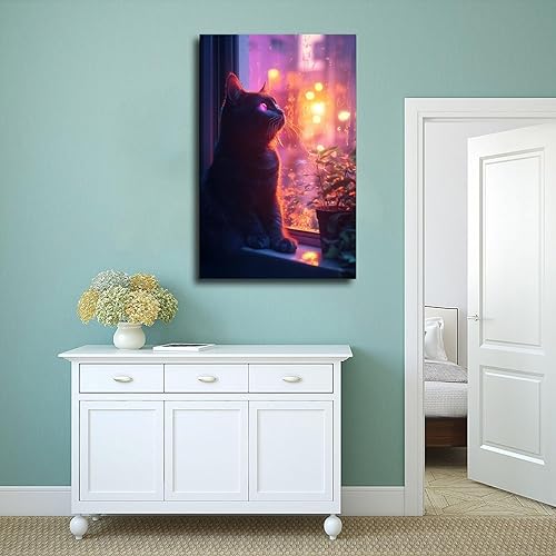 Miniatura 4 de ZMLIS Vaporwave Cat Wall Art  Y2K Cyber Aesthetic Poster  Retro Futuristic Room Decor Poster Canvas Artwork Prints Rustic Farmhouse Decorations for