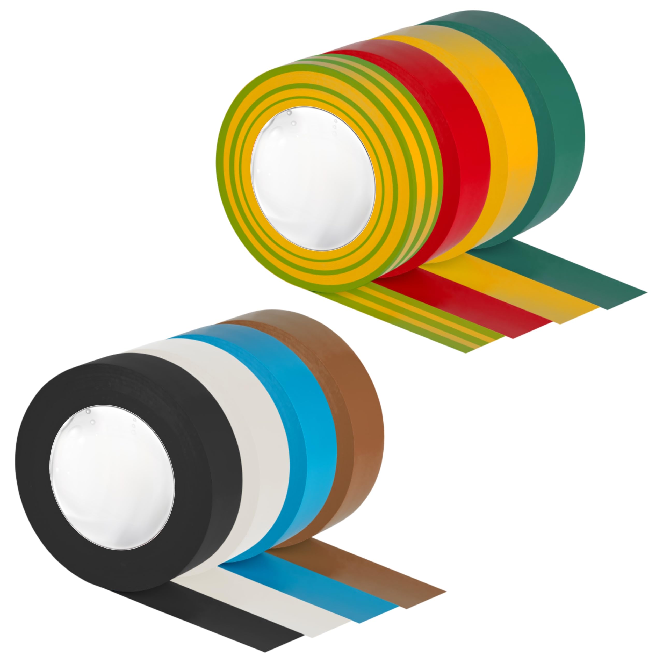 ISOLATECH 40 Rollos cinta aislante PVC Multicolor 19mm x 20m | PVC según DIN EN 60454-3-1, Resistente a la humedad, difícilmente inflamable y se retira sin dejar residuos