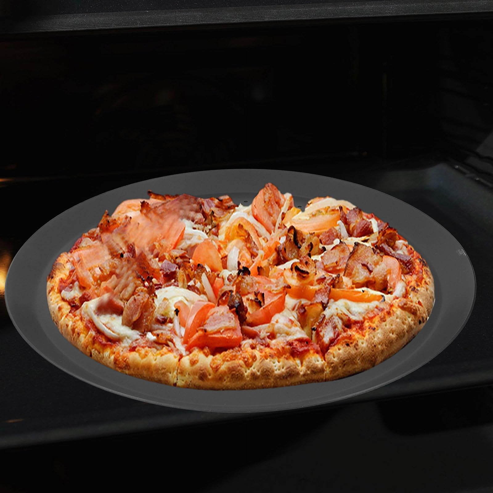 SOLUSTRE Teglia Da Forno Rotonda In Alluminio Con Foro Per Pizza Croccante 13 Pollici Adatta Per Pizze Artigianali E Uso Domestico