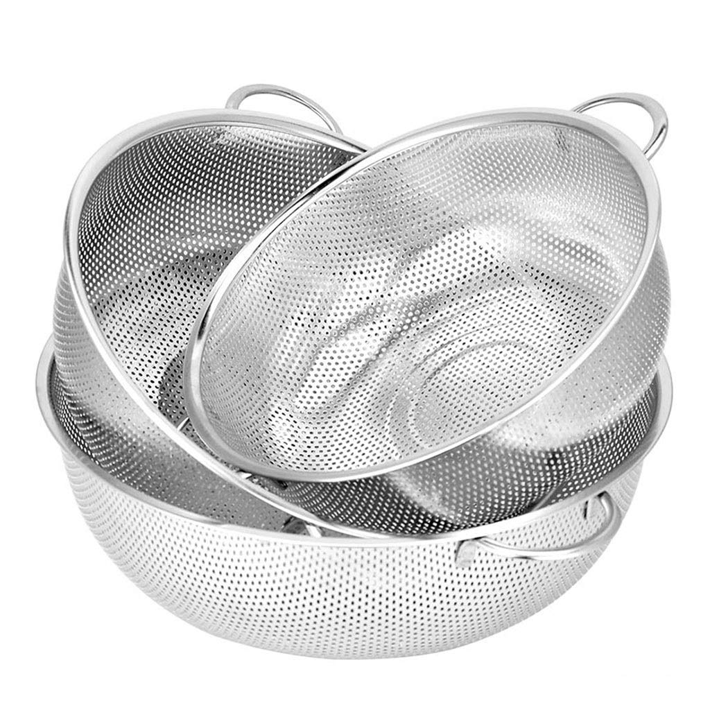 1 Unids Malla De Acero Inoxidable De Malla Fina, 195 Mm / 225 Mm / 255mm / 285mm Hortalizas Colador, Cesta De Lavado De Fregadero De Cocina con Dos Asas (Solo Filtro) (Size : Diameter 255mm)