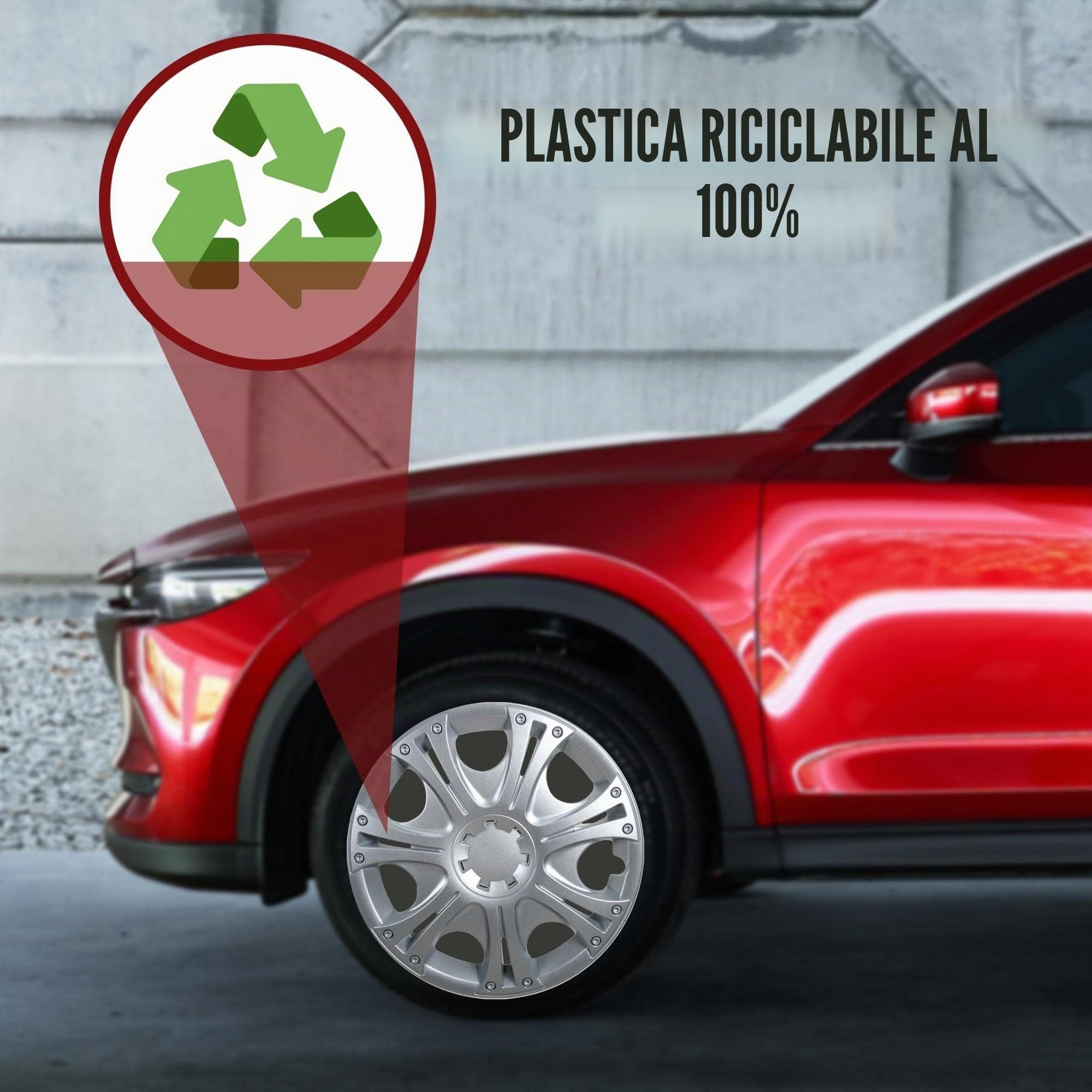 Albrecht Copricerchi 14 pollici argento neri per cerchioni in acciaio - Borchie pollici Aruba in plastica di alta qualità con rivestimento a strati - Made in EU