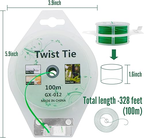 Miniatura 2 de Lazos giratorios de 328 pies, lazos para plantas de jardín con cortador para soporte de plantas de jardín, enredaderas de tomates, enredaderas de