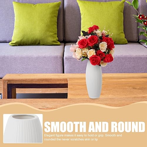 Miniatura 3 de Veemoon Jarrón de cerámica blanca de decoración china, jarrón alto de piso rústico, florero de mesa de cerámica para decoración del hogar, florero