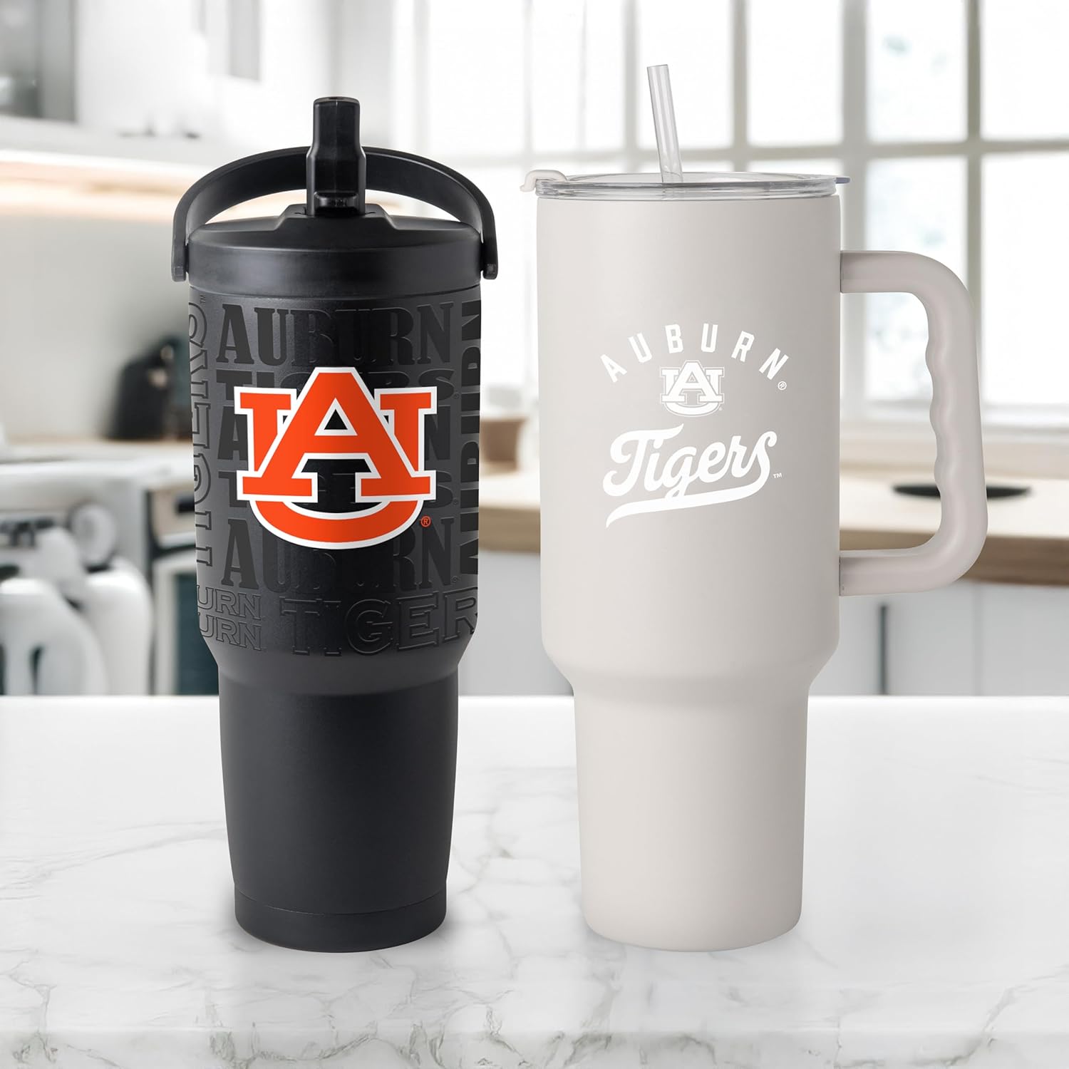 FANMATS NCAA Auburn Tigers Stainless Steel Tumbler Set — 30 and 40 oz Capacity | Powder-Coat Finish | Tonal Fashion Color