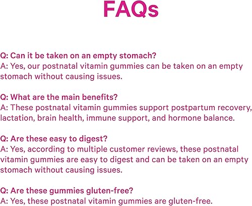 Miniatura 8 de Pink Stork Gomitas posnatales totales: vitaminas diarias posparto + lactancia materna, nutrientes esenciales para mamá + bebé, vitaminas prenatales