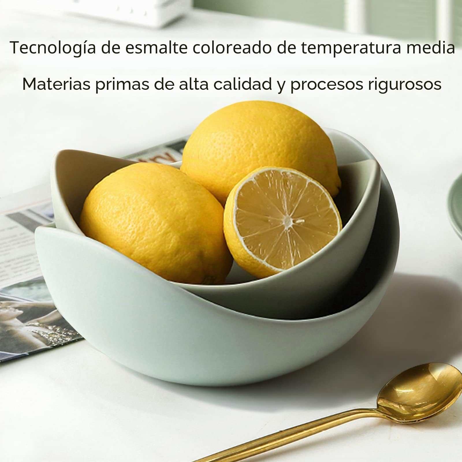 Notakia Gaobei Ensaladeras, 5 paquetes de cuencos de porcelana, cuencos de pasta en forma de loto, cuencos de cerámica únicos para ensalada, ideal para el hogar y el restaurante (verde)