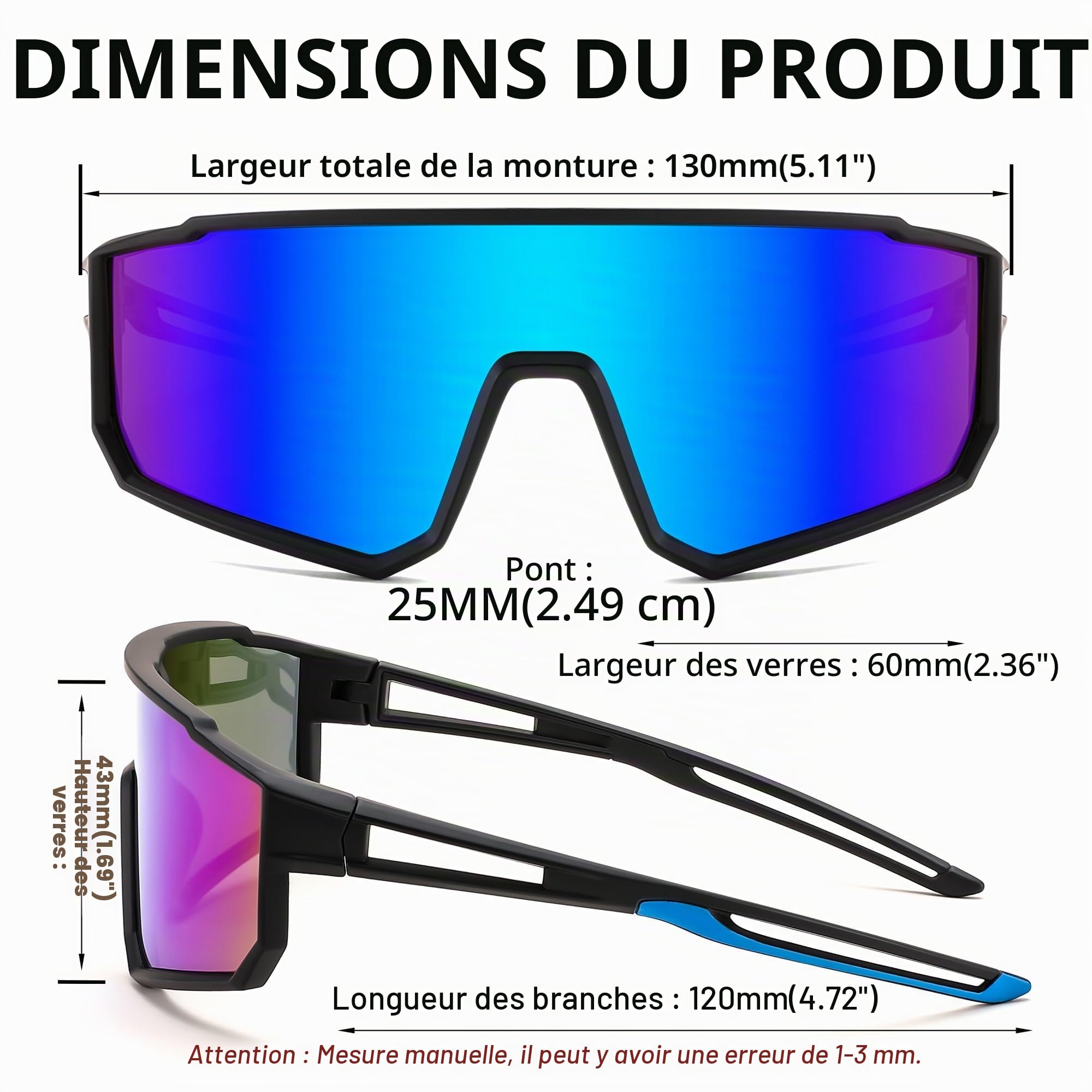 FEISEDY Lunettes de Sport Enfant 6-15 Ans Lunettes de Vélo Polarisées Lunettes de Soleil Sport Protection UV400 pour Garçons Filles B4163