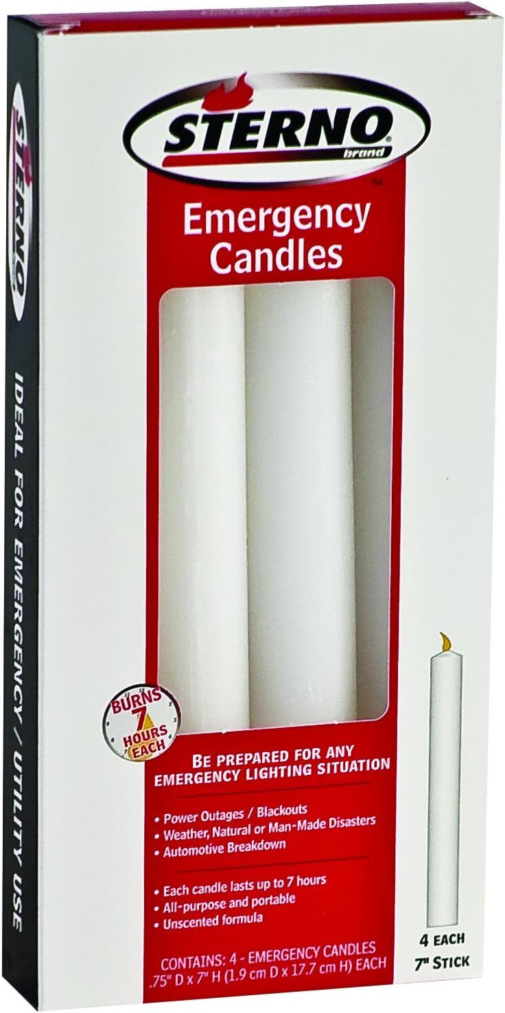 Sterno Emergency Candles, 7-Inch Sticks, 4-Pack