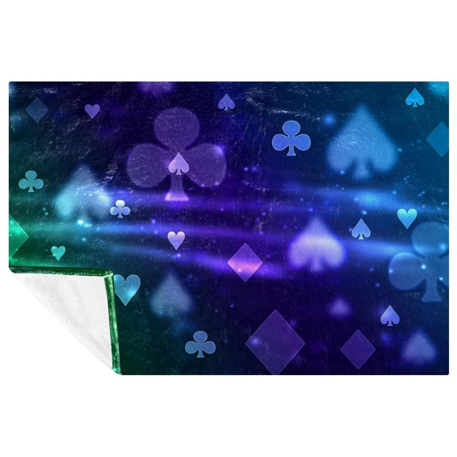 Couverture poker art bokeh 150x100 cm douce et chaude pour lit et canapé