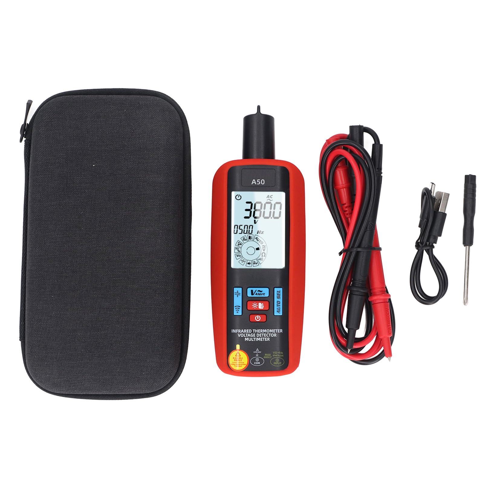 Schimer Digitaler Multimeter-Teststift, Kompakter Intelligenter Spannungsdetektor für den Privaten und Industriellen Einsatz, Wiederaufladbar, A50