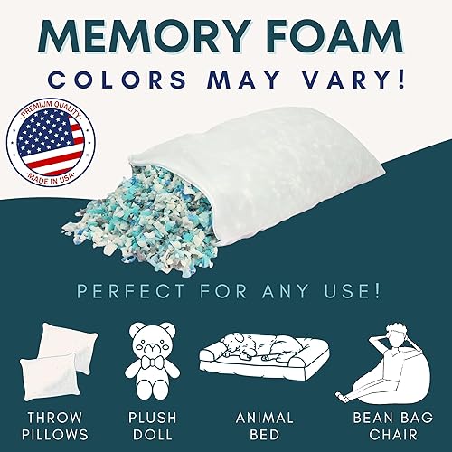 Miniatura 6 de Espuma viscoelástica triturada (20 libras), fabricada en Estados Unidos, repuesto de 20 libras, relleno de puf, relleno para sofá, relleno para