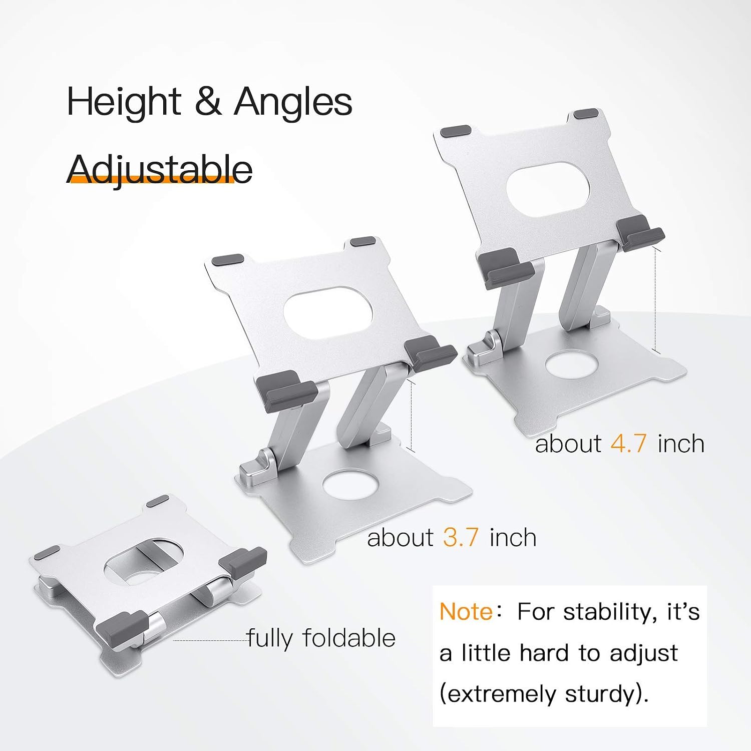 Tablet Stand, Adjustable Aluminum Alloy iPad Stands and Holders for Desk: YIKA Foldable Tablet Stand for Desk Compatible with(4-15'') Surface Series Tablets, All iPad, Samsung Galaxy Tabs, Kindle, Etc