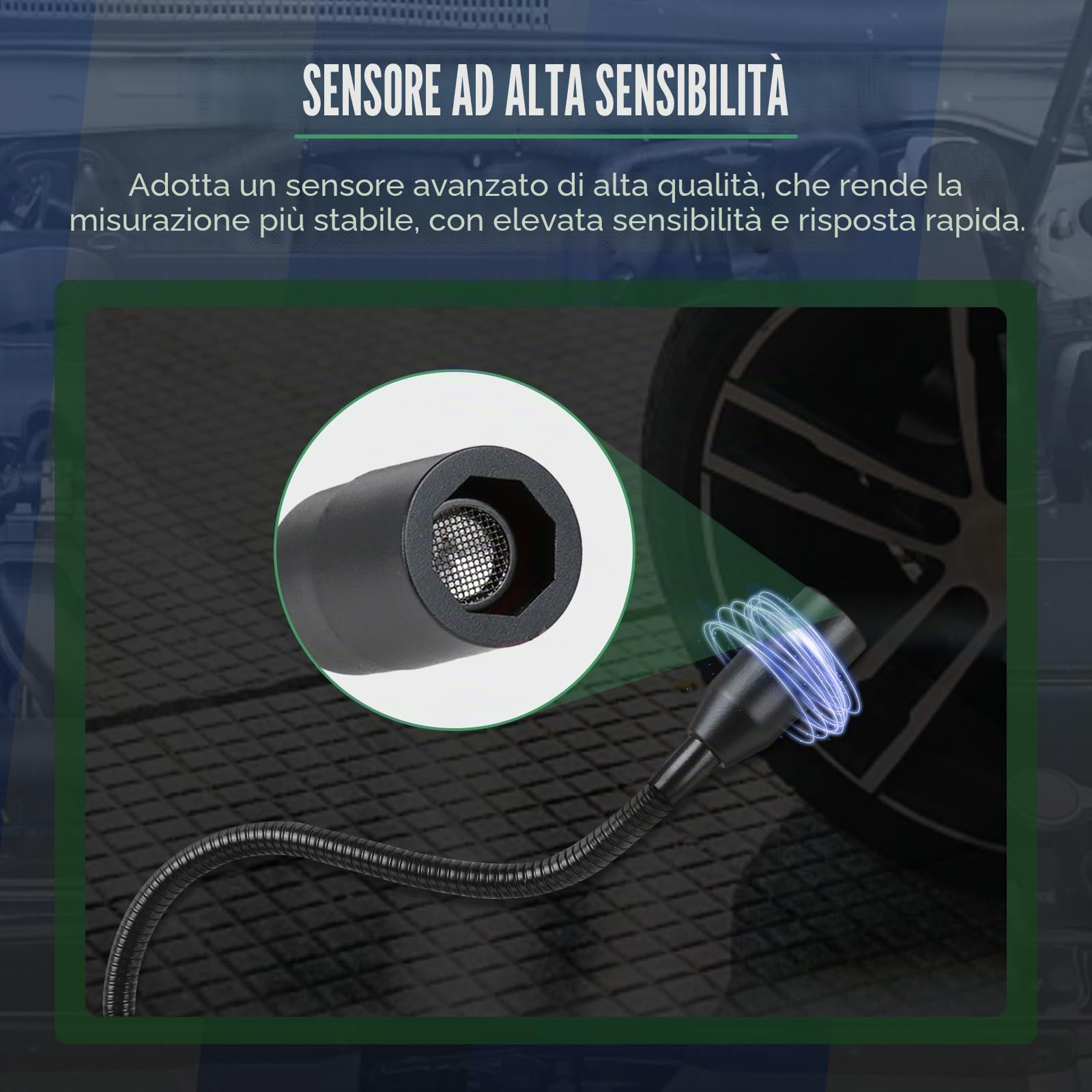 Rilevatore di perdite ad ultrasuoni, strumenti di rilevamento perdite Rilevatore di perdite d'aria 40KHz±2KHz Rilevatore di rumore automobilistico con cuffie Sensore sensibile sonda 420MM