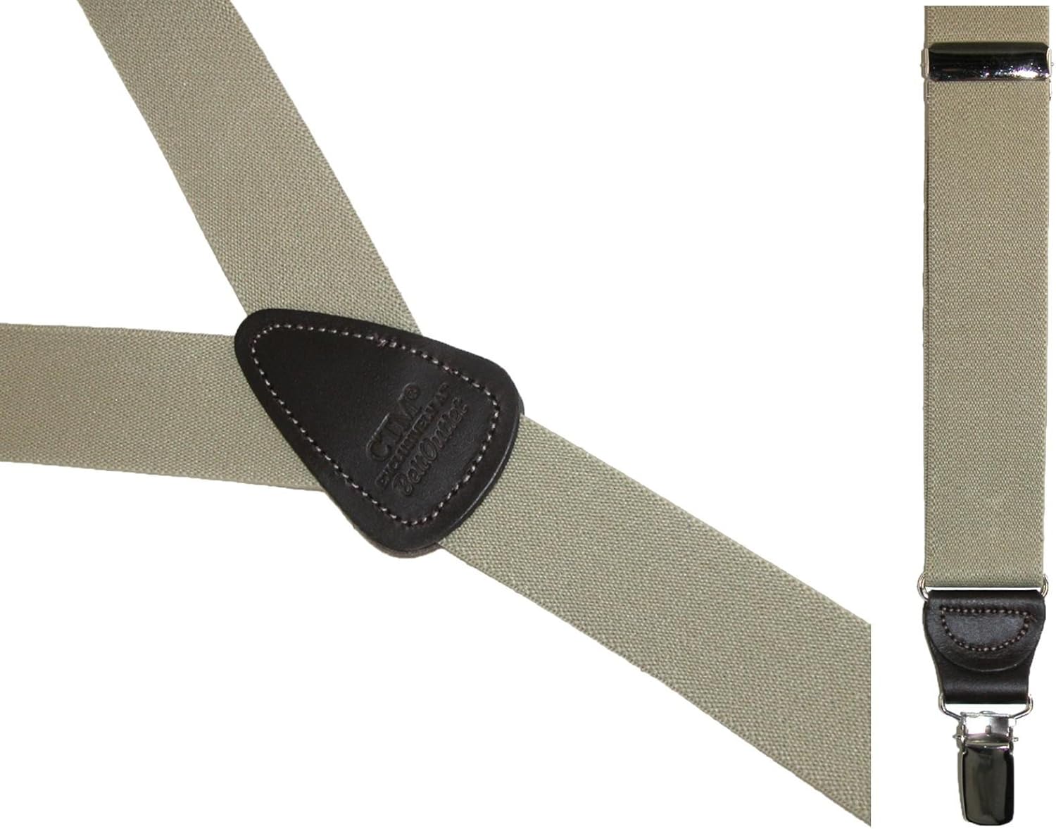 CTM Men's Big & Tall Elastic Clip End Premium Solid Suspenders