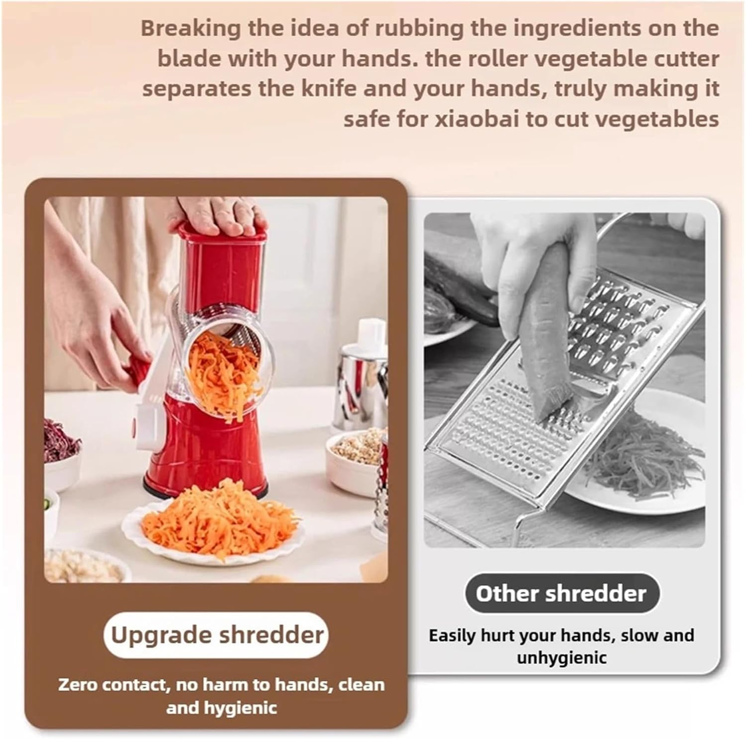 3-in-1 Manual Vegetable Cutter with 3 Sharp Rollers - Versatile Kitchen Slicer for Cheese, Potatoes, and Garlic(Black)