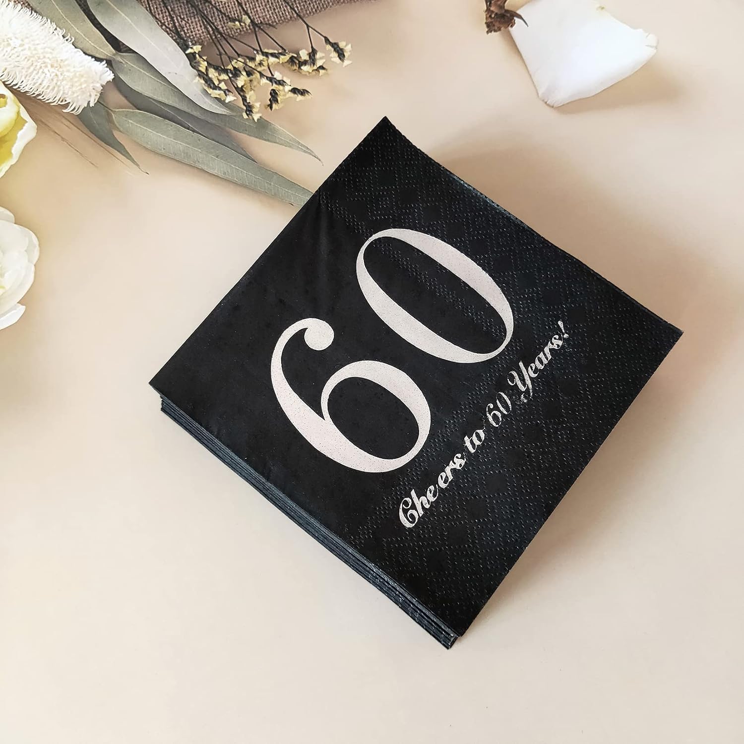 40 pcs Cheers to 60 Years Napkins 60th Birthday Disposable Party Napkins 60th Birthday Wedding Anniversary Paper Beverage Napkins, Silver