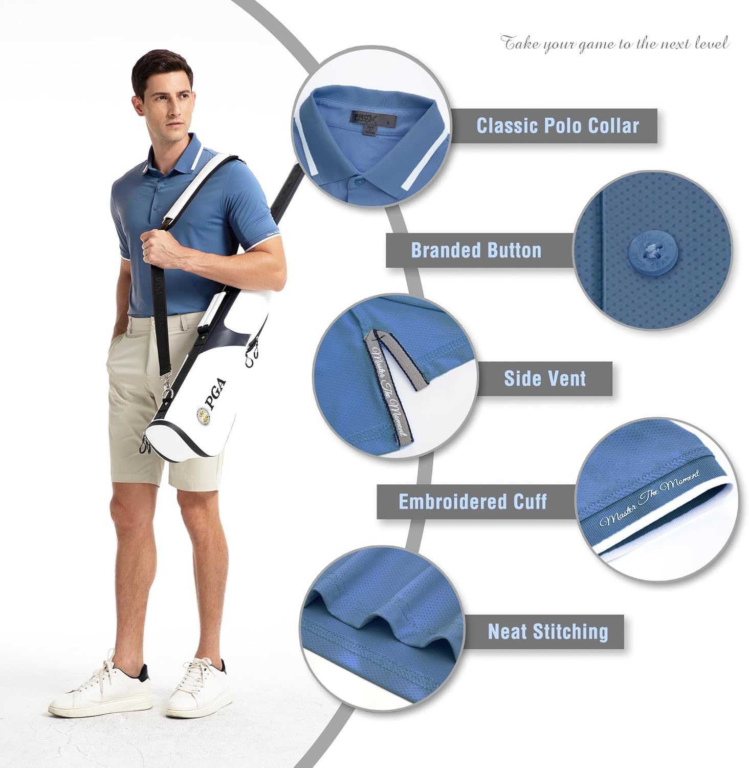 Men's Golf Polo Shirt– Silky Tech Nylon, Cooling, UV-Resistant, Quick-Dry Short Sleeve Sports Athletic Shirts for Men - Image 4