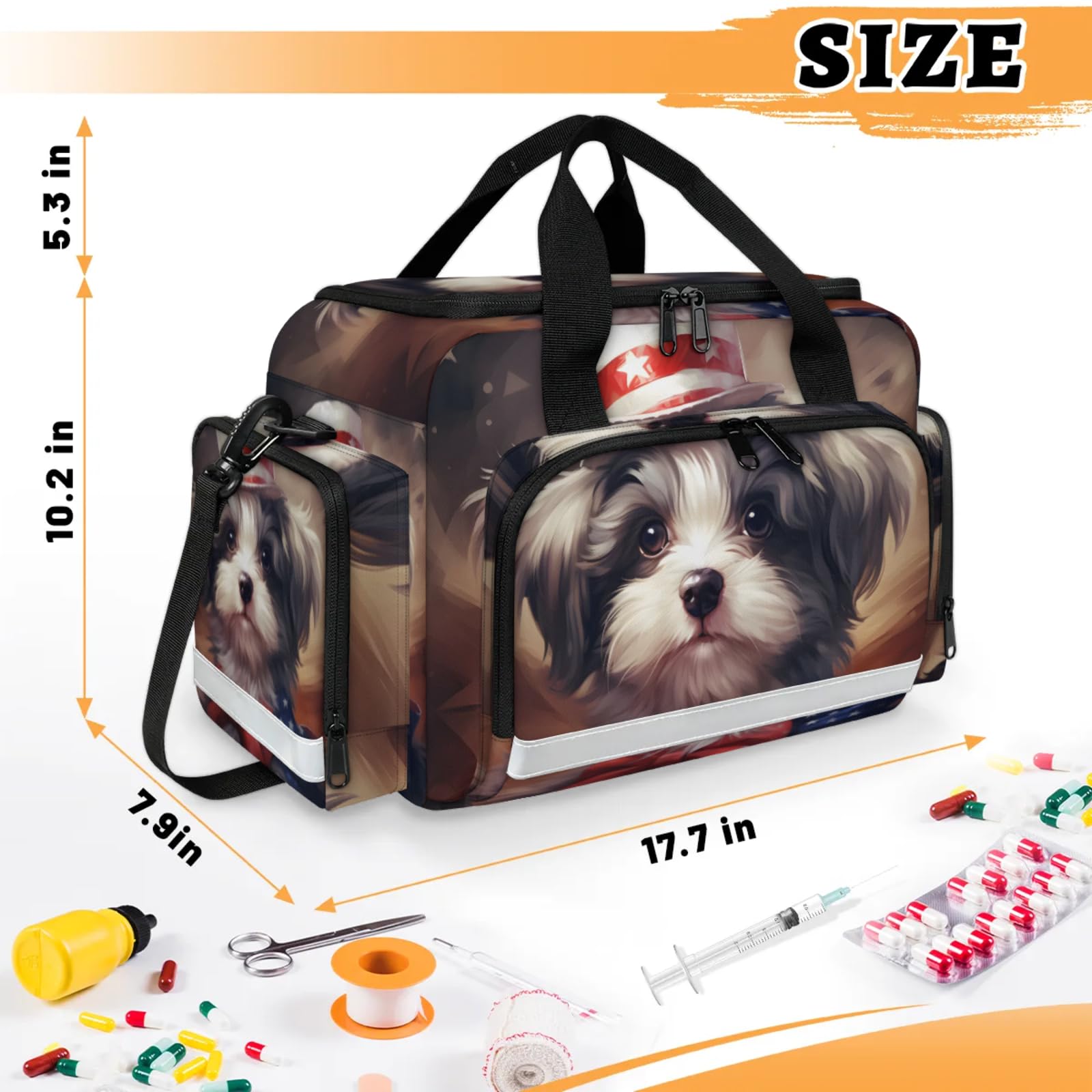 GzLeyigou First Aid Bags Empty, Black Dog Emergency Bag First Aid Kit Multiple Compartment Kit Carrier On Call Trauma Bag For Paramedics Emergency Medical Supplies Kit