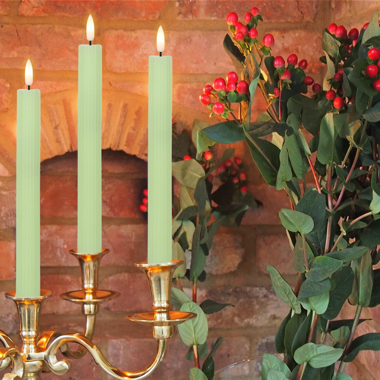 Wondise Candele coniche tremolanti senza fiamma, con telecomando e timer, a batteria, stoppino 3D in vera cera, candele coniche a LED, 6 confezioni per decorazioni per cene primaverili e festività