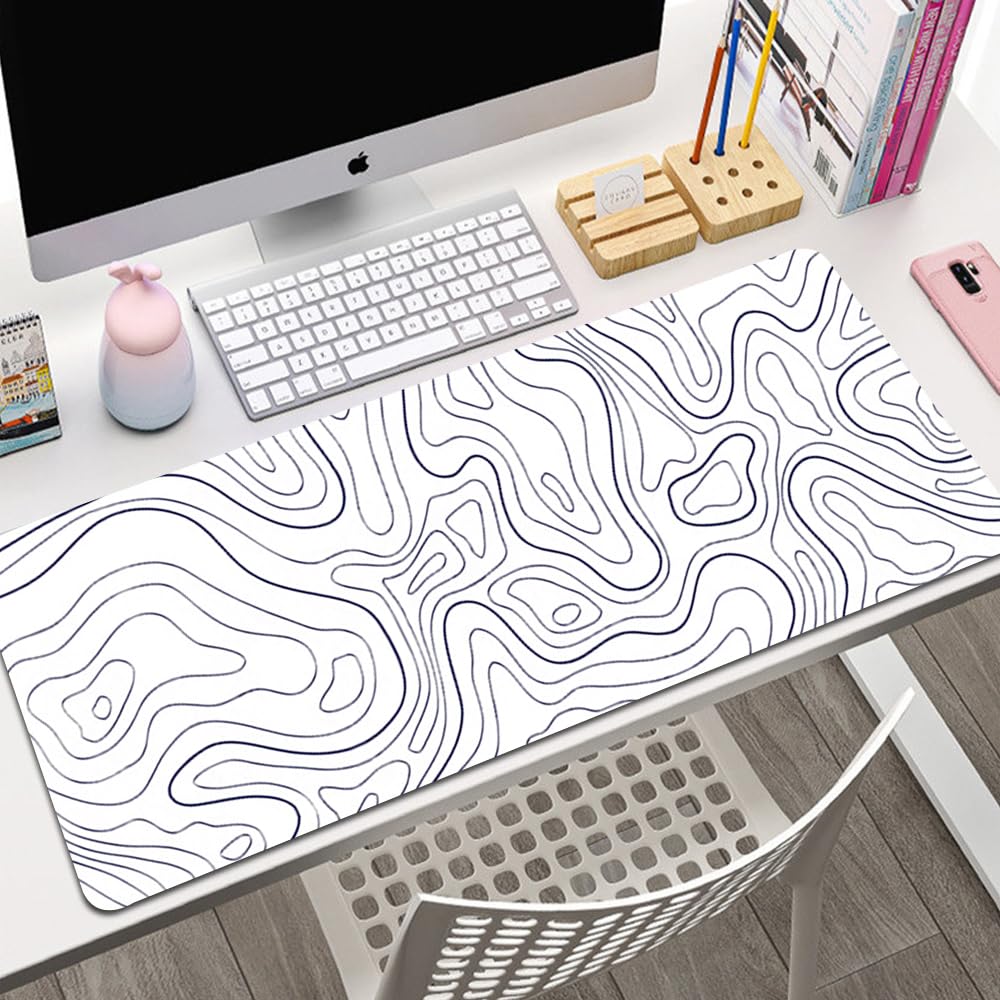 Jadin Alfombrilla Ratón XXL Gaming, Mouse Pad (900x400mm), Vade Escritorio Antideslizante, Tapete Grande para Jugadores de PC, Oficina - Blanco