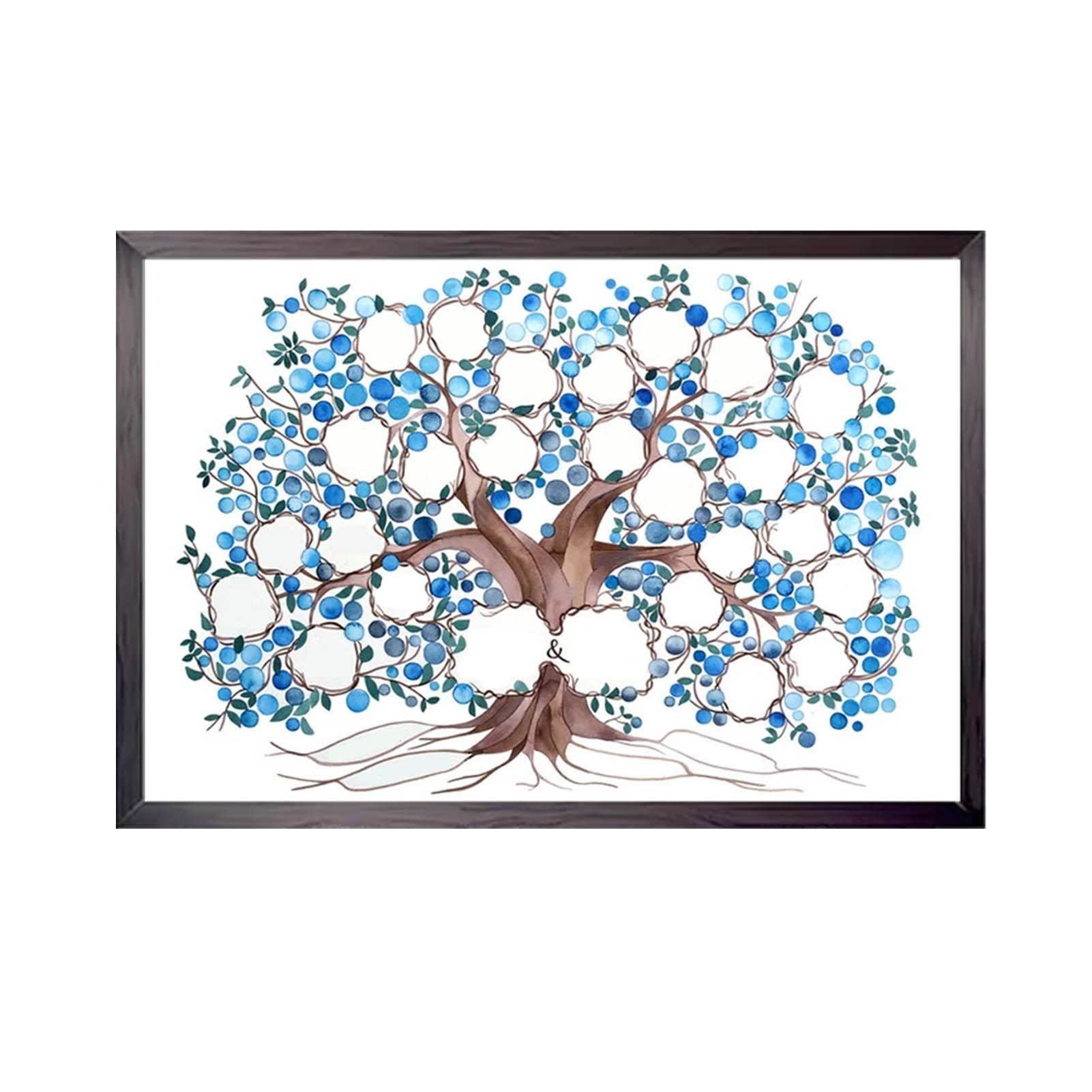 Cartel del árbol genealógico,Precioso Pared Genealógico - Regalos del árbol genealógico Familia Dibujo Acuarela Genealogía Imagen Paño bricolaje para niños ayores