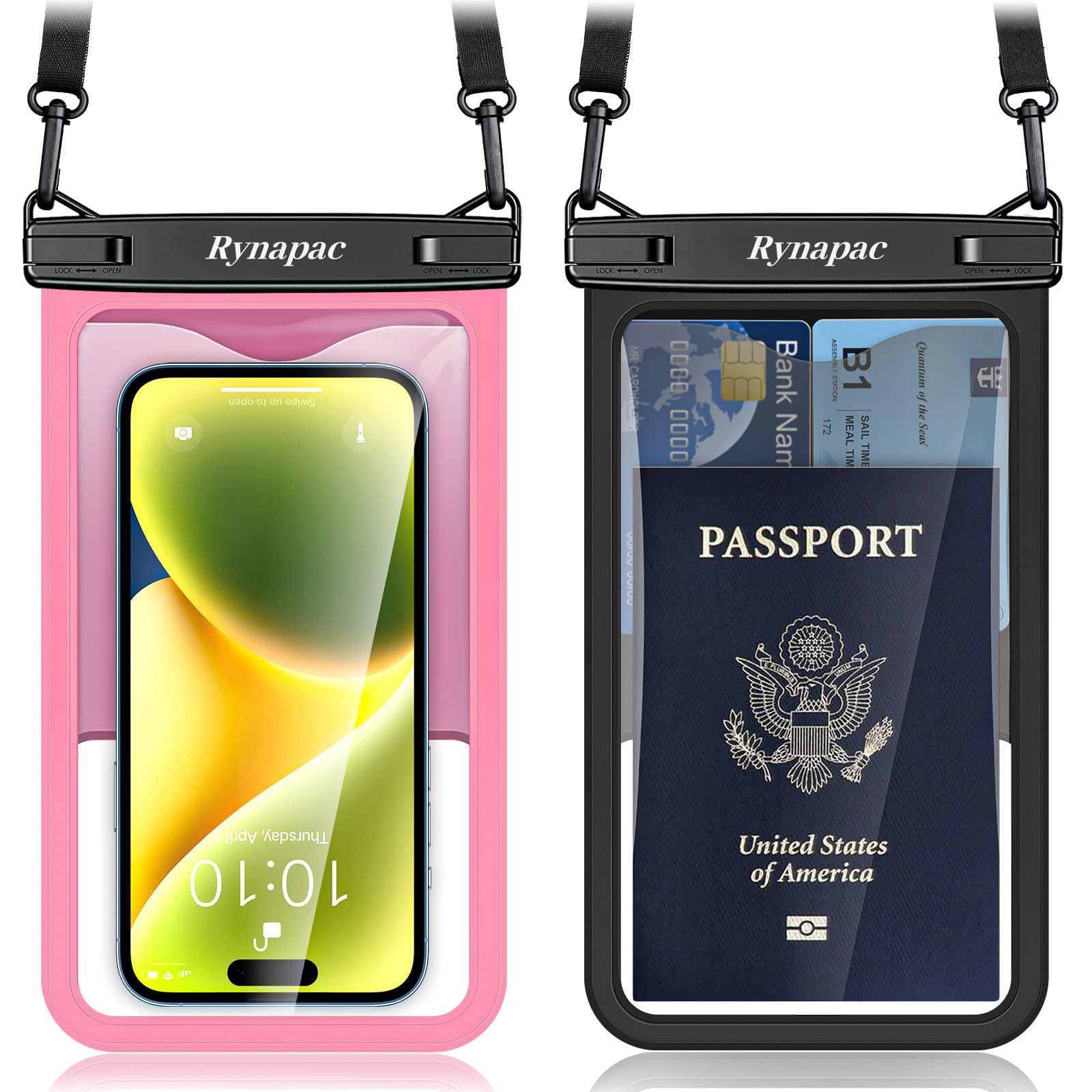 Rynapac Waterproof Phone Pouch - 8.5in Waterproof Phone Case with Lanyard, IPX8 Cell Phone Dry Bag Beach Essentials for iPhone 17 16 15 14 13 Pro Max,