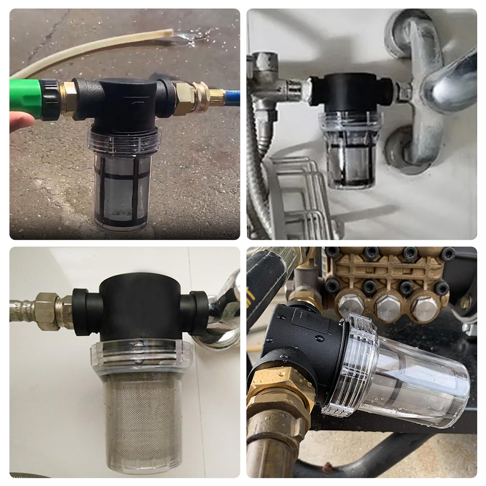 Gartenschlauch Filter 3/4", Vorfilter für Gartenpumpen und Hauswasserwerke Pipeline Filter Down-Sediment-Wasserfilter Pumpenvorfilter für Gartenbewässerung Pool (mit 100-Mesh-Filter *3)