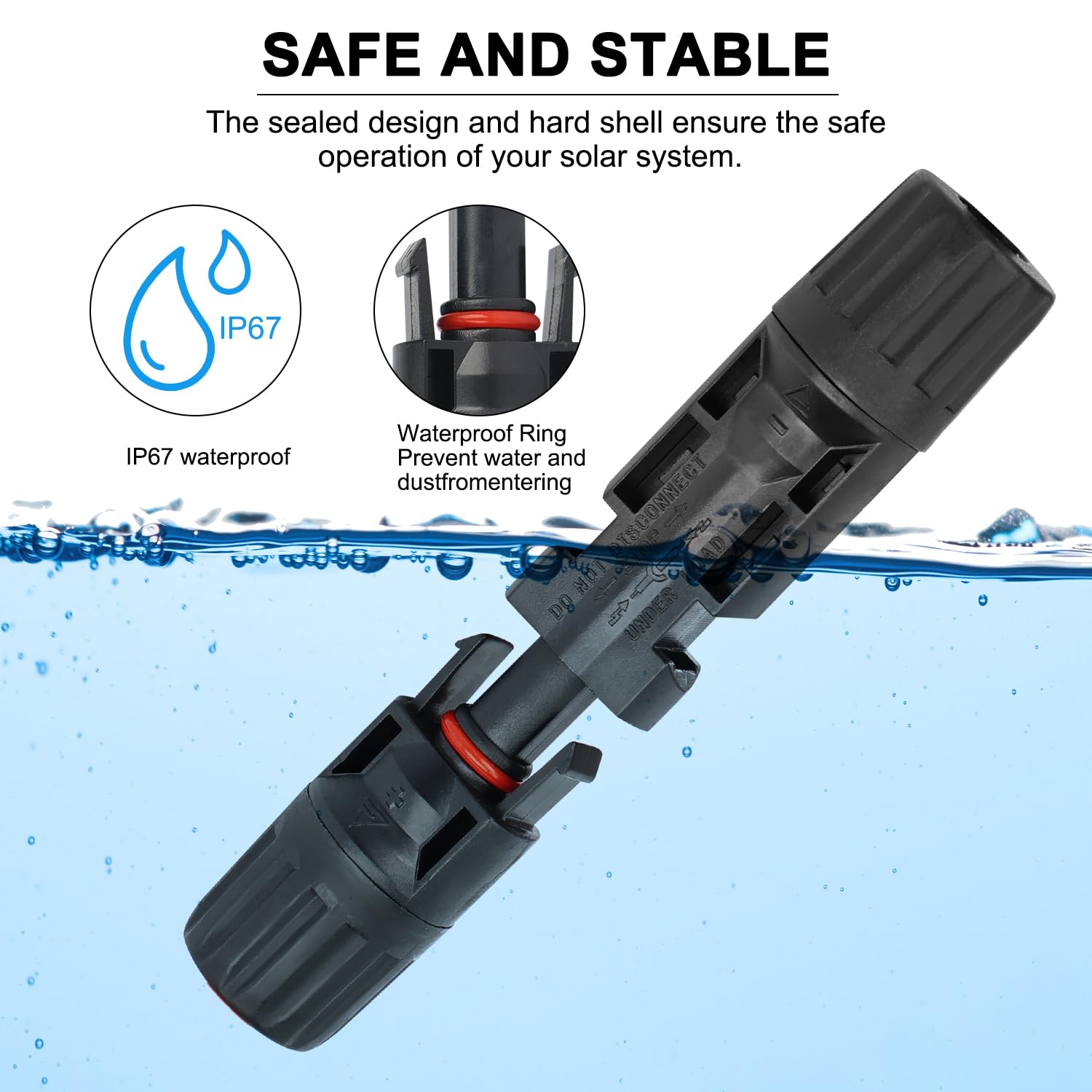 MC4 - Connettori solari 30 paia/60 connettori per cavi per pannello solare, impermeabili, IP67, 1000 V, 30 A, maschio/femmina, con 2 chiavi