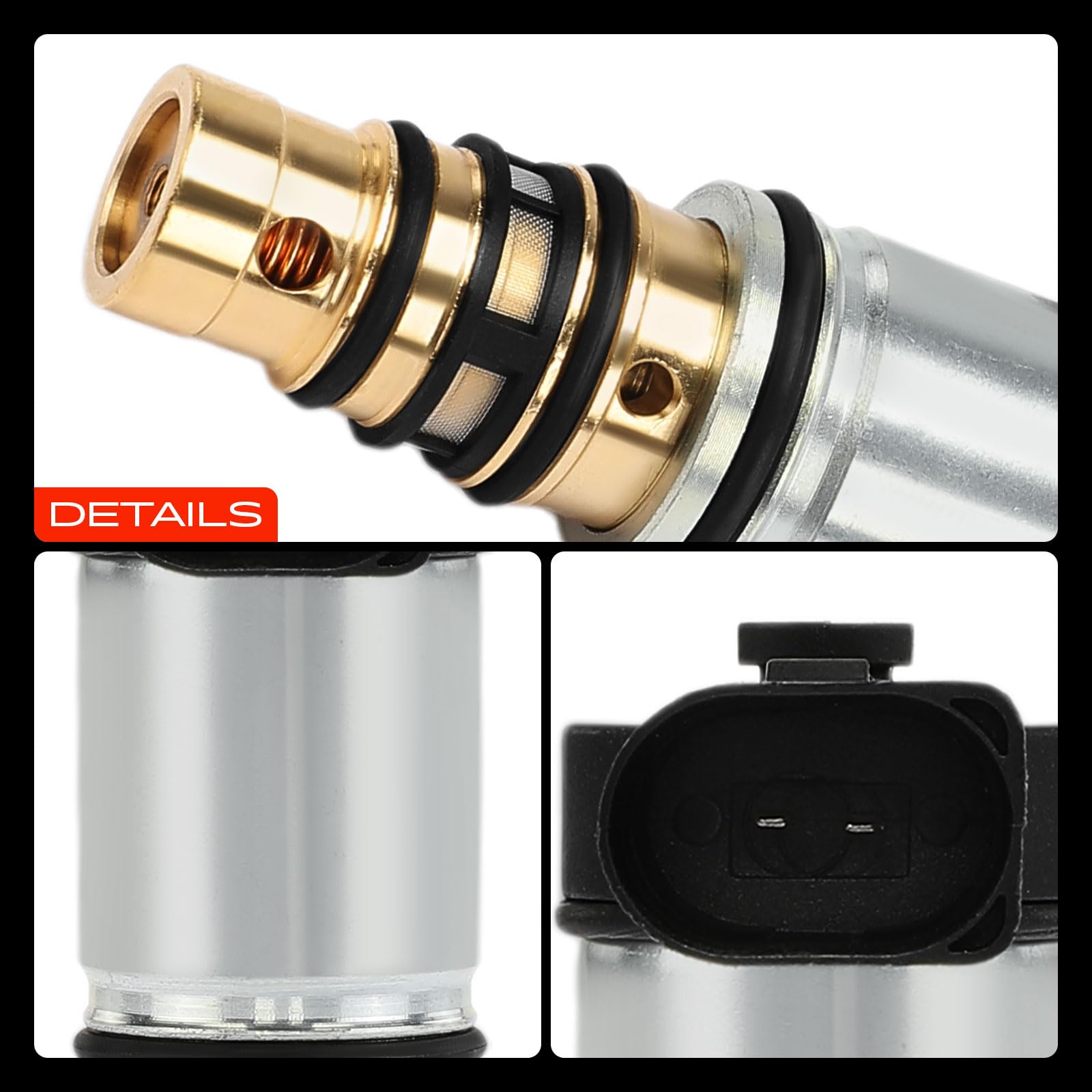 Frankberg Válvula reguladora del aire acondicionado del compresor 2 Ranuras Compatible con A1 A3 Q2 Q3 TT Beetle Golf P.a.s.s.a.t Polo S.c.i.r.o.c.c.o T.i.g.u.a.n Replace# 1K0260839