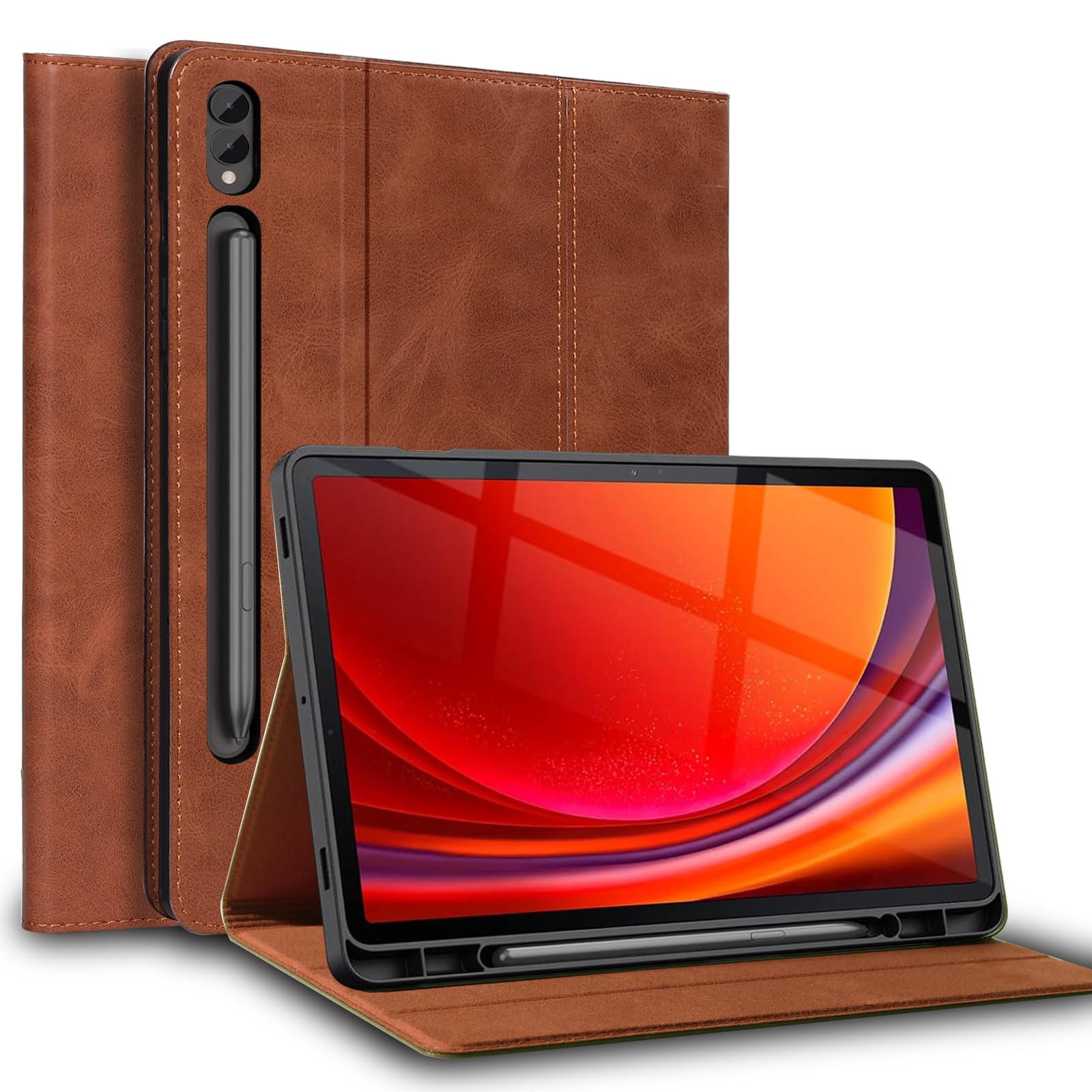 NANRUIL for Samsung Galaxy Tab S9 Plus/S10 Plus/S9 FE+ 12.4inch Case with S Pen Holder 2023/2024 Model(SM-X820/X826/X810/X816/X610/X616) Genuine