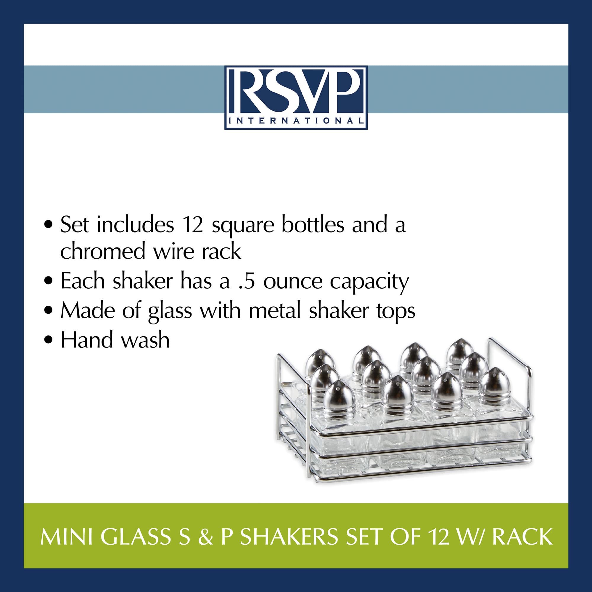 RSVP 12 mini salero de acero inoxidable y servidor de vidrio restaurante nuevo