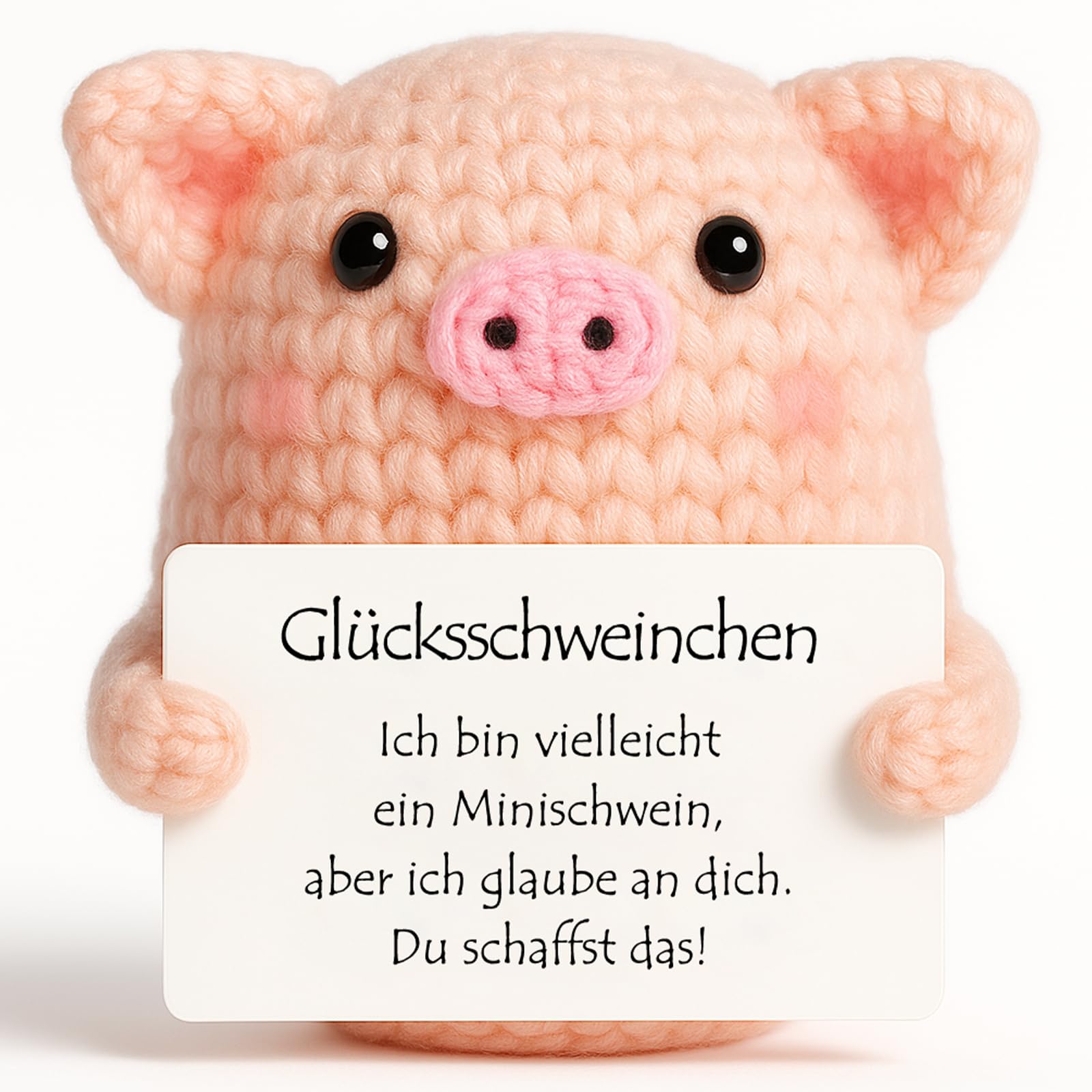 Tixlux Glücksschweinchen, Kreative Strickwolle Minischwein Puppe, MutmacherGeschenk, Gute Besserung, Glücksbringer Prüfung Geschenk, AbschiedsGeschenk, Geschenk zum Schulabschluss (Rosa Ⅰ)