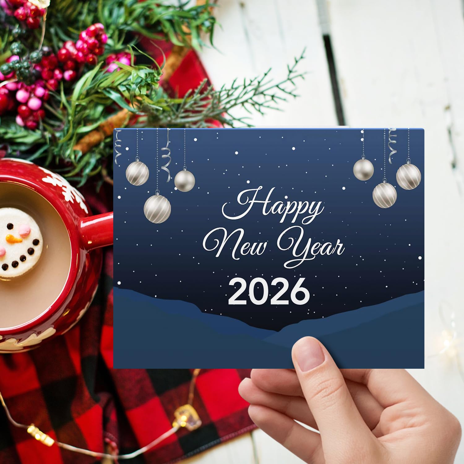 2022 Happy New Year – Blue Holiday Greetings Fold Over Cards