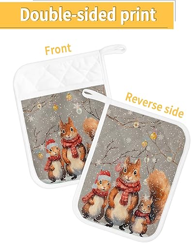Miniatura 2 de Xmas 3Pcs Pot Holders for Kitchen,Non Slip & Heat Insulation Terry Cloth Potholder Set with Pocket,Thick Hot Pad Oven Mitts Trivet Coaster for