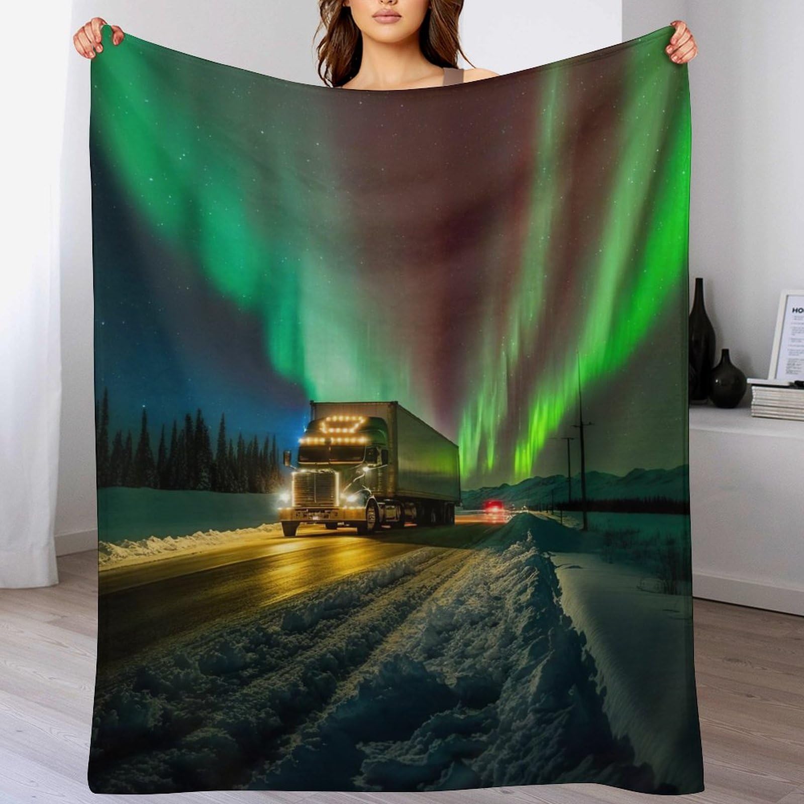 Couverture en flannel Camion pour canapé, le plaid douillet des soirées d'hiver