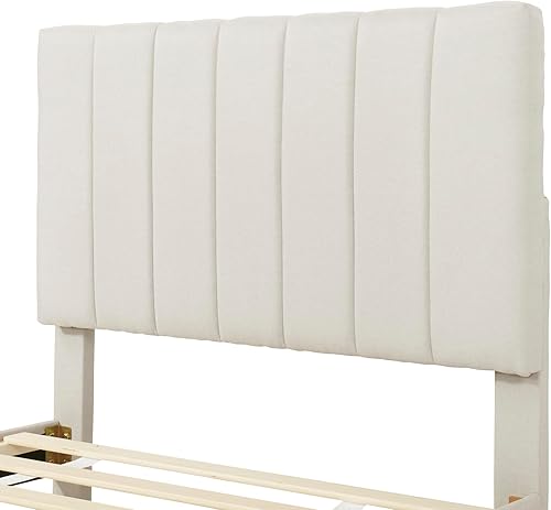 Miniatura 141 de SOFTSEA Cama de plataforma tapizada tamaño Queen con cajón de almacenamiento, marco de cama tapizado con cabecera con respaldo de alas, soporte de