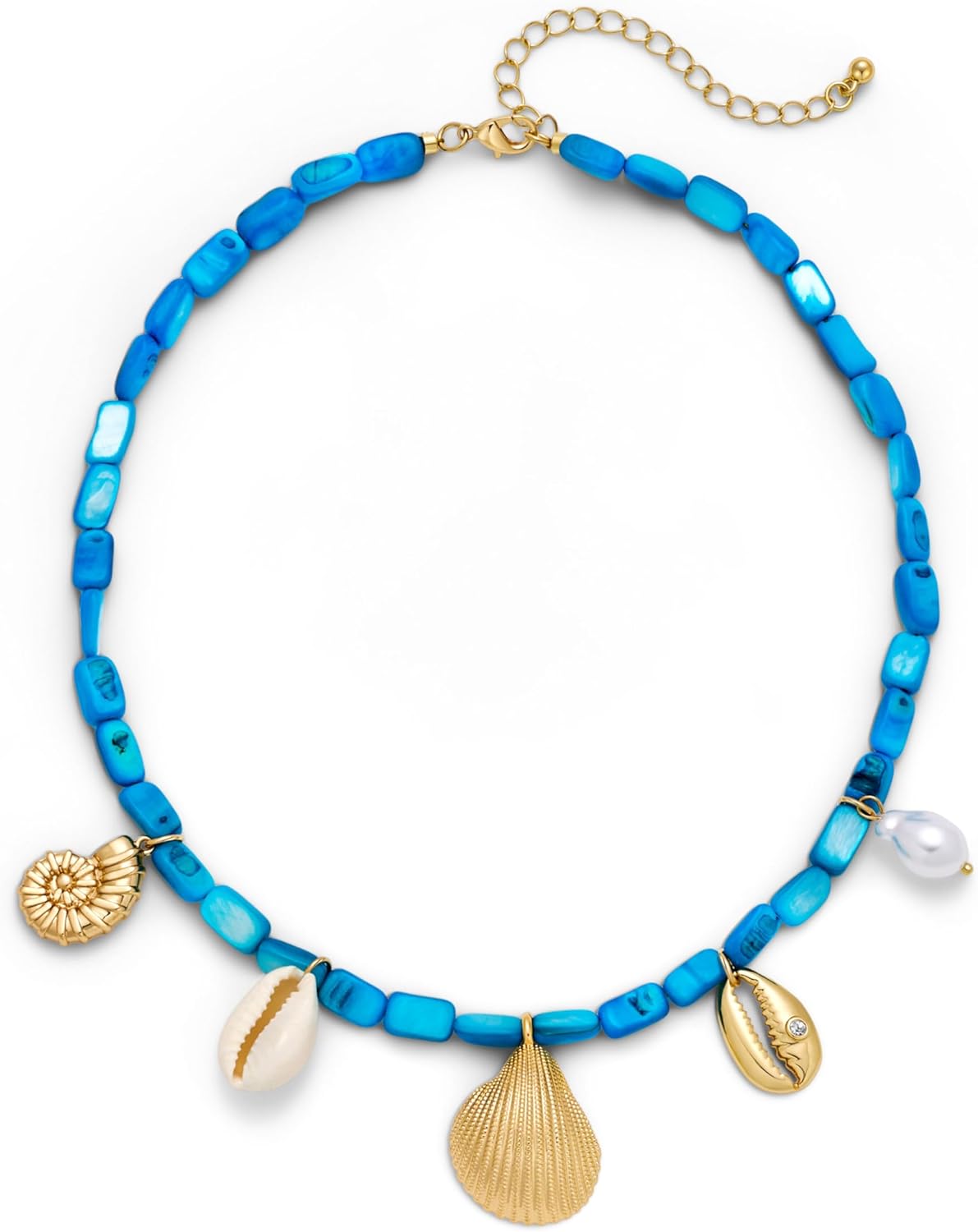 CLASSYZINT Shell Necklace for Women Gold Chain Necklace with Seashell Charms Summer Ocean Choker Necklace