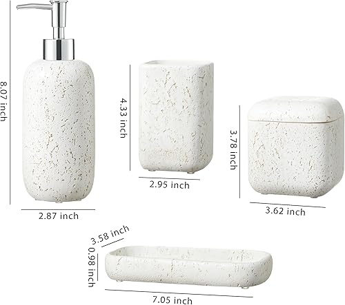 Miniatura 3 de Juego de accesorios de baño, juego completo de accesorios de baño de resina de 5 piezas con dispensador de lociónbomba de jabón, tarro de algodón,