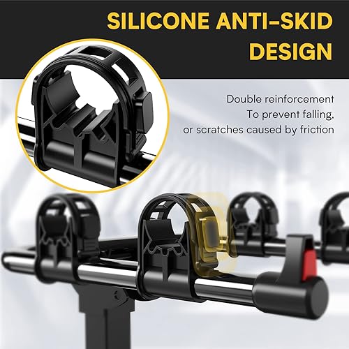 Miniatura 3 de KYX Portabicicletas para 2 bicicletas con enganche de 2 pulgadas, marco de acero de capacidad de 143 libras con brazos plegables y modos de