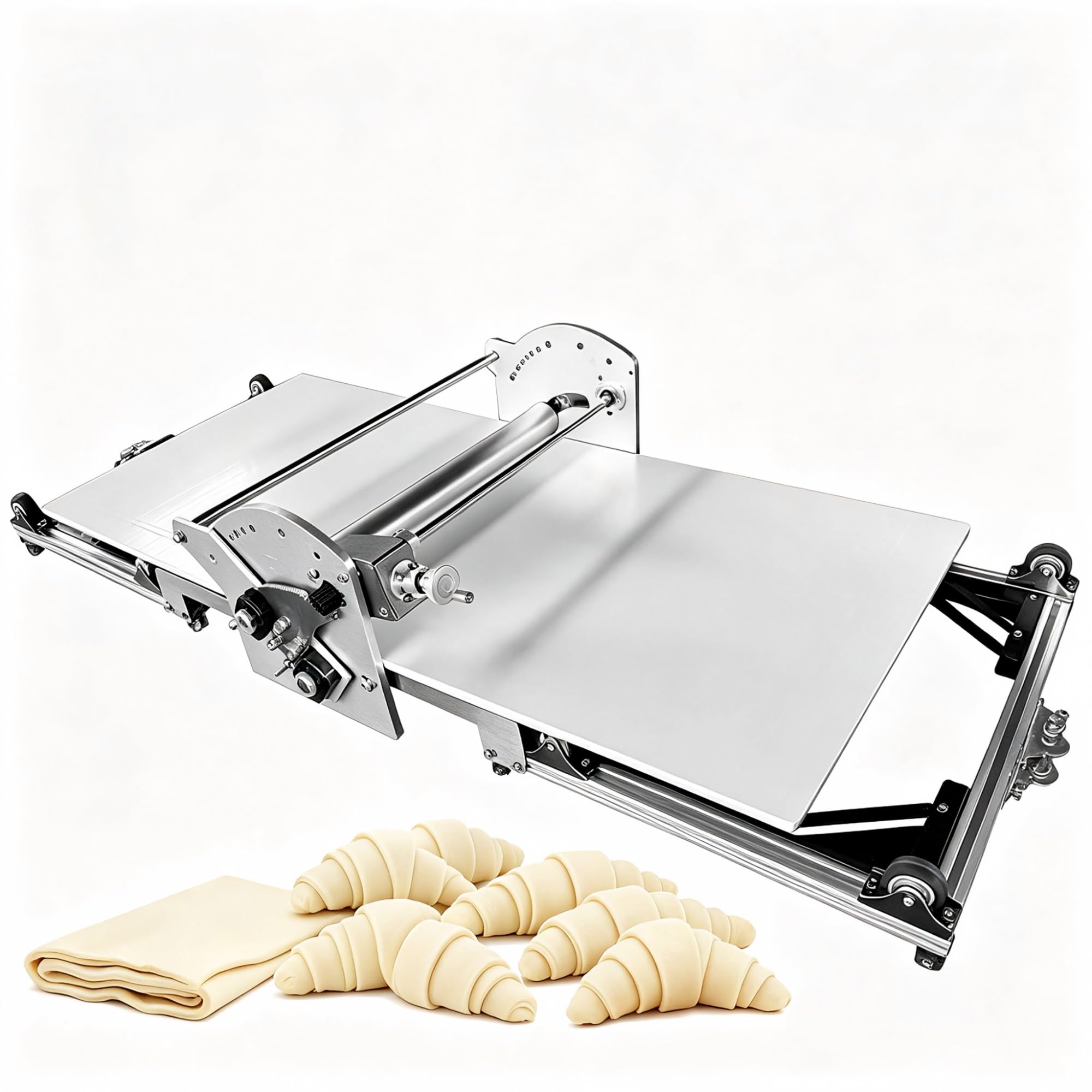 Elektrischer Teigroller, 304 Edelstahl Teiglaminator | Reversible Bedienung und 2-30 mm einstellbare Dicke, Nudelholz für Heim- und Gewerbebacken